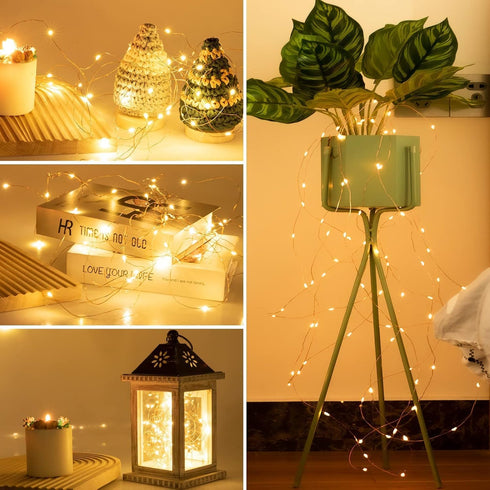 koopower 2X 50 LEDs Battery Fairy Lights on 16ft Waterproof Copper String for Outdoor (8 Modes), Warm White...
