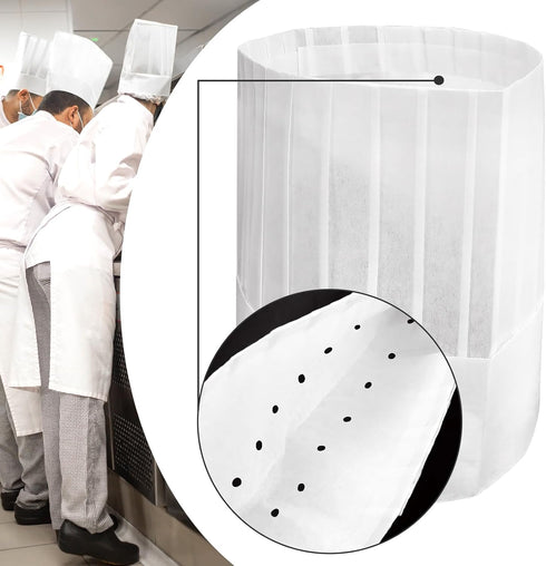 BIGNC 12 Pack Disposable 9" Paper Chef Tall Hat for Food Restaurants, Home Kitchen, School, Classes, Catering Equipment or Birthday Party White...