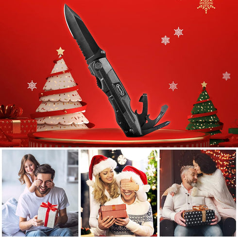 RoverTac Pocket Knife Tactical Folding Knife Multi Tool Survival Camping Knife, Multitool Knife Pliers Bottle & Can Opener 9-Pack Screwdrivers Lin...