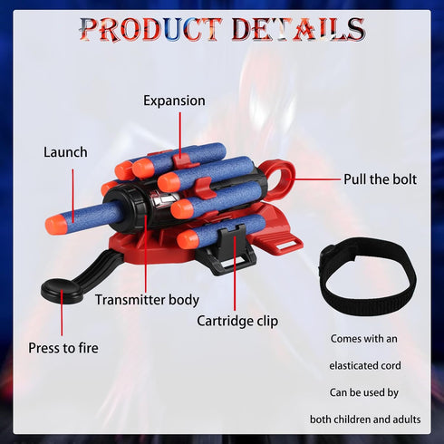 Spider Gloves Man Web Shooter Toy, Spider Kids Plastic Superhero Launcher Glove Hero Movie Launcher with Wrist Toy Set Funny Decorate Children Edu...