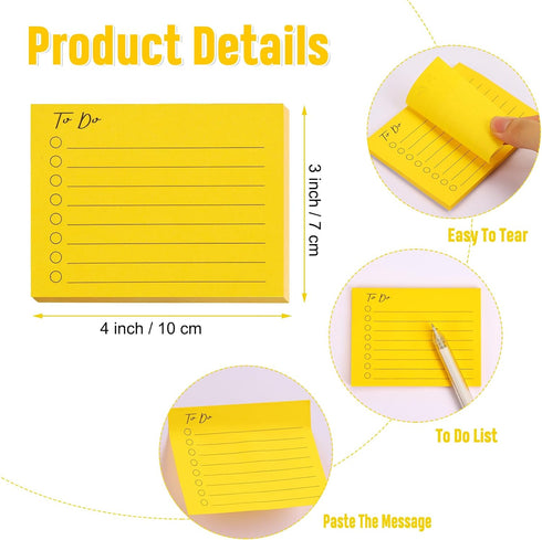 EOOUT 10 Pack Lined Sticky Notes, 500 Sheets to Do List Sticky Notes, 3x4 Inches Self-Stick Notes with Line, Square Sticky Notes for Office, Home,...