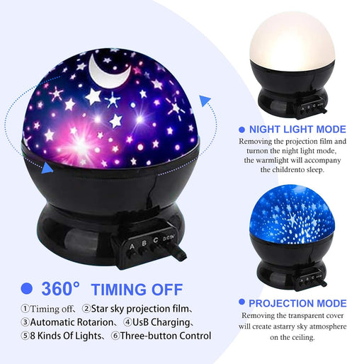 Kids Star Projector Night Light, Nebula Star Projector 360 Degree Rotation, Birthday Gifts for Girl Boy Kids Bedroom, Glow in The Dark Stars Moon ...