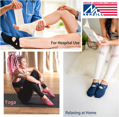NEWZILL 2024 Non Slip Yoga Socks for Women, Grips Socks with Cushion for Pilates Barre Ballet Dance Hospital (3 Pairs)...