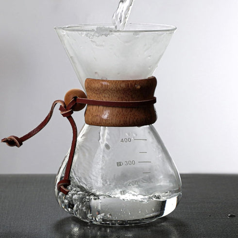Coffee Brewer,Pour Over Coffee Maker 400ml Double Filter Wooden Sleeve Coffee Brewer Filter Suitable for Home Cafe Parties...