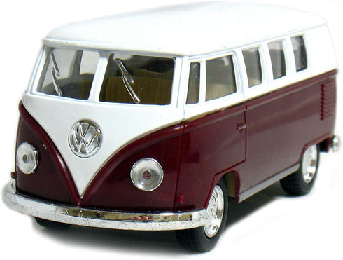 KiNSMART 1962 Volkswagen Classic Bus 1:32 Scale 5" Die Cast Metal Model Toy Car Maroon...