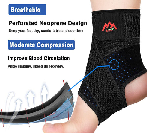 Ankle Brace, 2PCS Ankle Braces for Men & Women, Adjustable Compression Ankle Wrap Support for Ankle Protection, Breathable & Comfortable, Ankle Su...