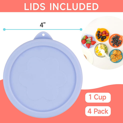 1 Cup Silicone Replacement Lids Storage Cover for Anchor Hocking Glass Bowls (Container not Included) 4 Pack Microwave, Dishwasher and Freezer Saf...