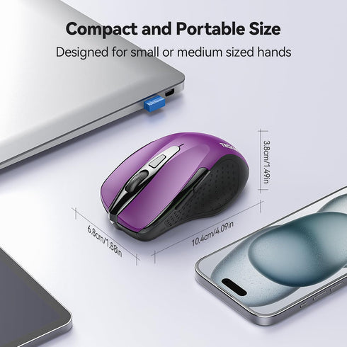 TECKNET Wireless Mouse, 2.4G Ergonomic Optical Mouse, Computer Mouse for Laptop, PC, Computer, Chromebook, Notebook, 6 Buttons, 24 Months Battery ...