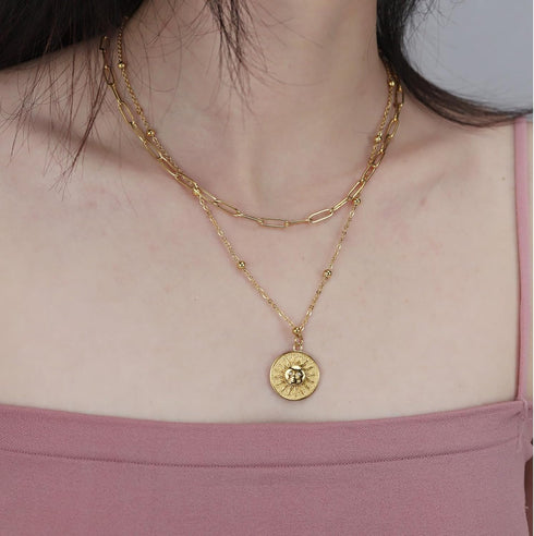 Feilifan Dainty Gold Layered Necklaces for Women, 18K Gold Plated Stainless Steel Necklace, Adjustable Pendant Necklace...