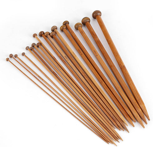 Bamboo Knitting Needle Straight Single Pointed 10-Inch Long Knitting Needles, Wooden Sweater Thick Knitting Needles for Beginners, Sock,Scarf,Hand...