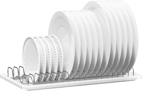 Simple Houseware Stainless Steel Plate Drying Rack with Drainboard, Chrome...