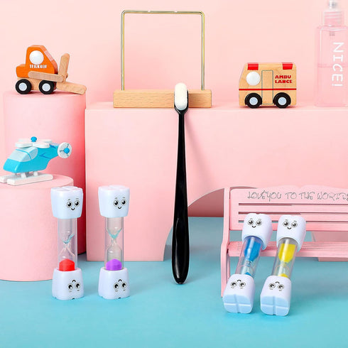 Weewooday 4 Pieces Toothbrush Timer for Kids 2 Minute Sand Timer Smile Pattern Tooth Brushing for Proper Tooth Brushing Boys Girls Oral Hygiene Pa...