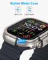 amBand Metal Case Screen Protector for Apple Watch Ultra 2/Ultra 49mm, W3 Rugged Bumper Thin Frame + 9H Tempered Glass Film + Ceramic-Like Back Co...