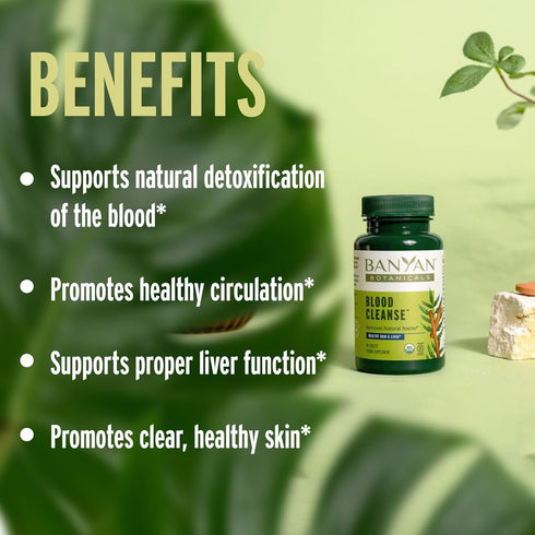 Banyan Botanicals Blood Cleanse Tablets – Organic Clear Skin Supplement with Manjistha & Neem – Blood Cleanser Herbs for Natural Detox & Healthy S...
