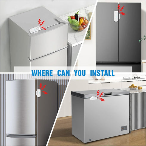 DAYTECH Freezer Door Alarm with Delay 1/2/3/4 mins When Left Open Window Chime Close Doors Reminder Refrigerator Door Alarm 0 to 120 dB for Fridge...