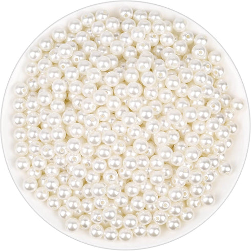 Anezus Ivory Faux Fake Pearls, 8 MM Sew on Pearl Beads with Holes for Jewelry Making, Bracelets, Necklaces, Hairs, Crafts, Decoration and Vase Fil...