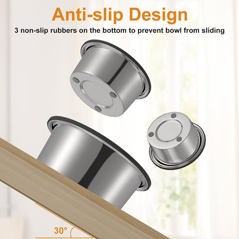 No Spill Water Bowl for Dogs, 2L/70oz Stainless Steel Dog Water Bowl Splash Proof Pet Water Dispenser, Slow Drinking Bowl for Messy Dogs, Cats...