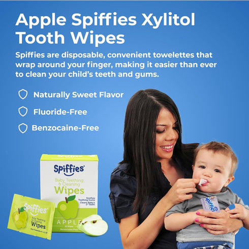 Baby Teeth Wipes - Apple & Grape Flavor Variety, Xylitol-Enriched Baby Gum Cleaner & Dental Wipes for Teething Relief and Teeth Cleaning - Safe fo...