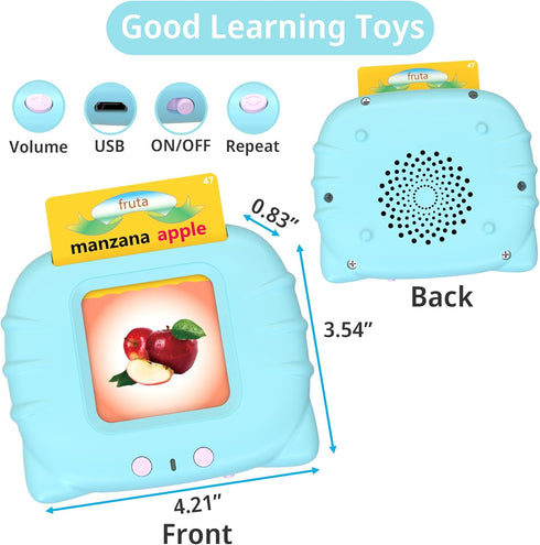 Spanish Learning Flash Cards for Toddlers 2-4 Years Bilingual Spanish English, Speech Therapy Toys, Preschool Educational Learning Talking Sight W...