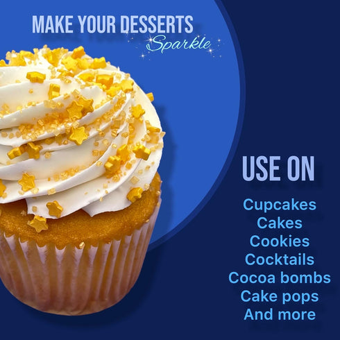 Sprinkles | 8 oz | Gold sugars | Manvscakes | Star sugar...