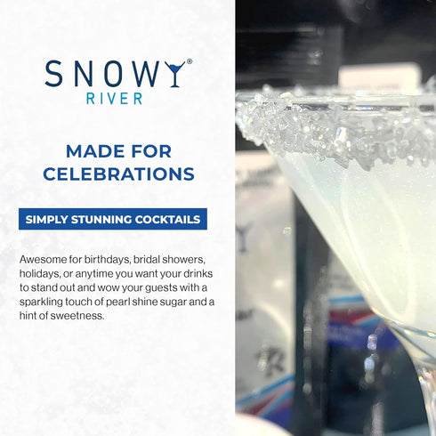 Snowy River Pearl, Cocktail & Margarita Sugar Rimmer - Vibrant Color Glass Rimming Sugar with Medium Crystal Texture - 8oz...