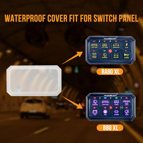Auxbeam Switch Panel Waterproof Cover Transparent silicone Protective Case for 8 Gang Switch Panel RA80 XL RB80 XL 5.3 x 3 Inches......