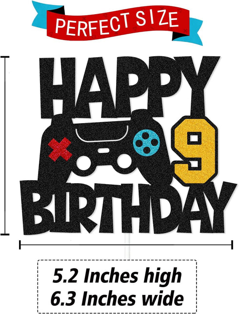 Happy 9th Birthday Cake Topper Game Controller 9s Cake Decoration Level 9s Unlocked Cake Decor Video Play Game Movie Theme Boys Girls Men Women Bd...