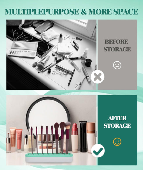 Silicone Makeup Brush Holder, Desktop Cosmetic Storage Box Organizer for Brush, Eyeliners, Cosmetic Tools, Pen, Pencil, Art Supplies, Painting Bru...