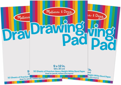 Melissa & Doug Drawing Paper Pad (9 x 12 inches) - 50 Sheets, 3-Pack - FSC Certified...