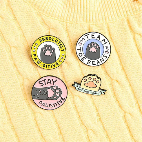 Cat Paw Brooch Set Cute Cat Enamel Pins Cat Paw Letter Lapel Pins Cartoon Cute Cat Themed Brooch Pins Badges Funny Cat Jewelry Gifts Jackets Backp...