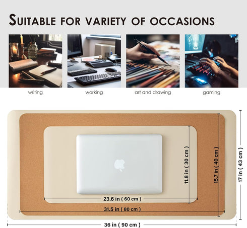 Compact Cork Desk Mat - Small Dual-Sided Desk Pad for Office and Home - Desk Organization and Accessories - Ideal for Large Mouse Pad and Small De...