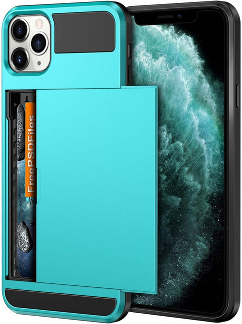Vofolen Case for iPhone 11 Pro Max Case Wallet Credit Card Holder Slot Sliding Door Hidden Pocket Dual Layer Hybrid Bumper Armor Protective Hard S...