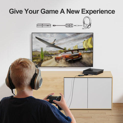 Inwa Aux to USB External Sound Card, Simultaneous Phone Discord Chat & Gaming Sound in Wired Headphone, USB to 3.5mm Jack Audio Adapter Works with...