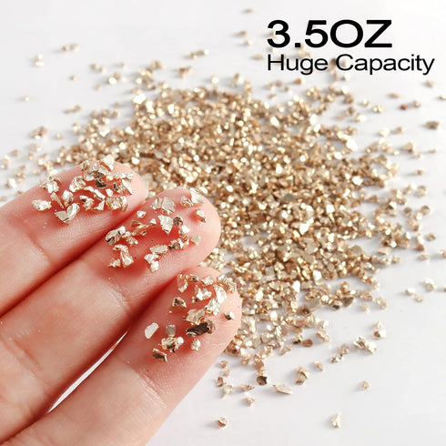 Renfio Broken Crushed Glass Glitter Shards Crush 2-4mm Irregular Small Chunky Chips 3.5 Oz (100g) High Luster Craft Sequins Gravel for DIY Phone C...