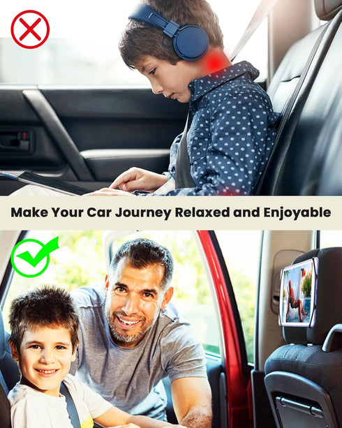 WONNIE Car Tablet Holder, Upgraded iPad Holder for Car Back Seat Headrest Mount Holder for Kids with Anti-Slip Strap,Silicone Holding Net/Fits All...