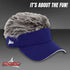 Flair Hair Sun Visor Cap with Fake Hair, Grey Hair with Royal Blue Adjustable Baseball Hat, Royal Blue...