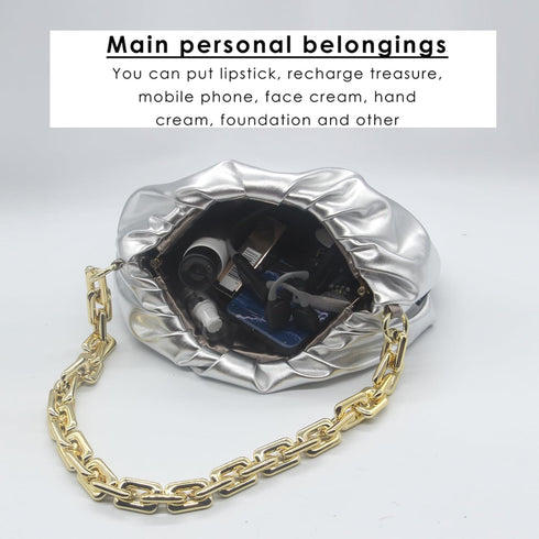 NAARIIAN Women‘s cloud-shape dumpling bags | Chunky chain clutch purses | Detachable shoulder strap Evening Handbags...