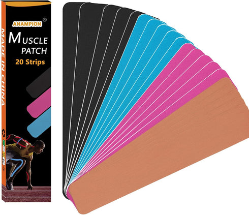 Kinesiology Tape Pro Athletic Sports (20 Precut Strips) Waterproof Breathable Athletic Elastic Kneepad Muscles & Joints Pain Relief Knee Taping fo...