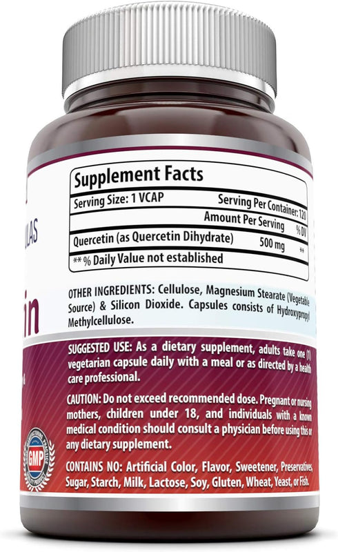 Amazing Formulas Quercetin 500mg 120 Veggie Capsules Supplement - Non-GMO - Gluten Free - Supports Overall Health & Well Being...