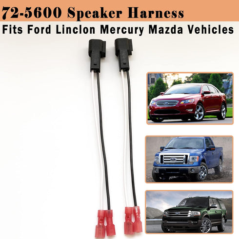 2 Pack 72-5600 Speaker Harness Replacement for Ford Speaker Wire Harness Adapter Replacement for Ford F150 F250 Escape Mustang Lincoln Mercury Maz...