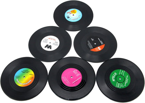 Coaster Vinyl Record Disk Coasters for Drinks - Tabletop Protection Prevents Furniture Damage (6 PCS Vinyl)...