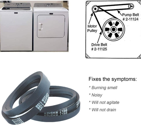 12112425 Belt Kit Replacement Compatible with Maytag, AP4011179, PS2005284, Washer Belt Pump And Drive (211125 & 211124)