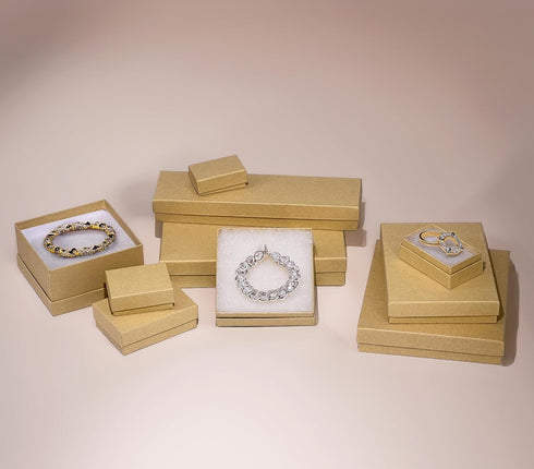 TheDisplayGuys - 25-Pack #11 Cotton Filled Cardboard Paper Jewelry Boxes Gift Case - Kraft Brown (2.1" x 1.8" x 0.8") - for Shipping or Storage...