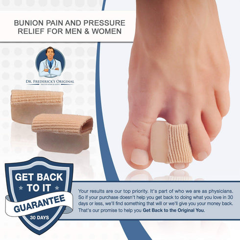 Dr. Frederick's Original Fabric Toe Protectors - 2 ct - Bunion Relief Toe Spacer Set - Fabrigrip Separator Caps for Men & Women...