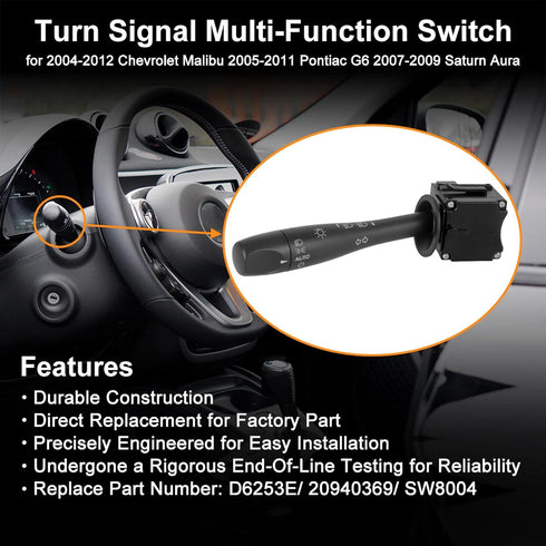 X AUTOHAUX Turn Signal Switch Headlamp Dimmer High Low Beam Lights Combination Switch for Pontiac G6 2006-2010 Replaces D6253E...