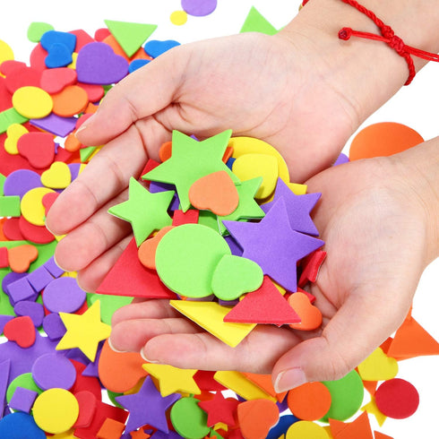 Sumind 1500 Pieces Self Adhesive Foam Stickers Mini Geometry Shapes EVA Foam Stickers for Kids DIY Art Craft, Circle, Square, Triangle, Heart, Pen...
