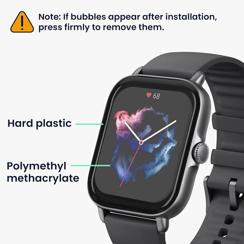 kwmobile Protective Film Compatible with Huami Amazfit GTS 3 Screen Protector - 2x Smart Watch Protector Anti-Fingerprint...