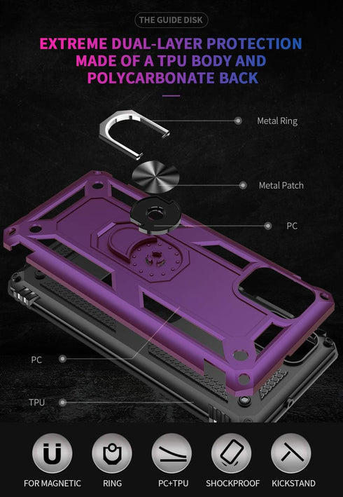 Samsung A71 5G Case,Galaxy A71 5G Case,PUSHIMEI Military Grade Heavy Duty Protection Phone Case Cover with HD Screen Protector Magnetic Ring Kicks...