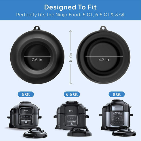 Goldlion Lid Stand Silicone Lid Holder Accessories Compatible with Ninja Foodi Pressure Cooker and Air Fryer 5 Qt, 6.5 Qt and 8 Quart, Black...