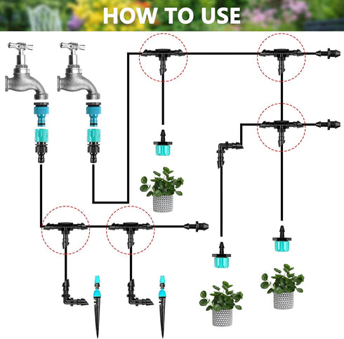 50 Pieces Drip Irrigation Fittings, 1/4 Inch Barbed Tee Fittings, Barbed Connectors for 1/4 Inch Irrigation Tubing for Drip Sprinkler Garden Lawn ...